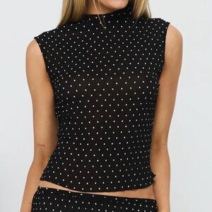 Black Polka Dot Sleeveless Top